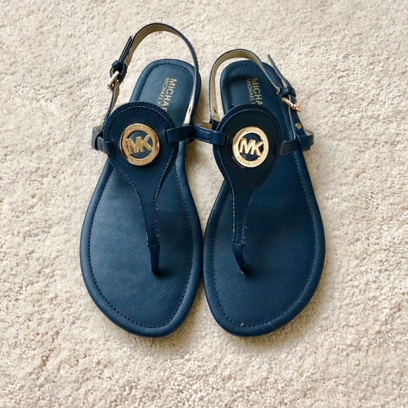 mk navy blue sandals